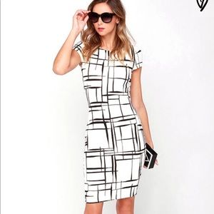 Lulus ivory print midi dress; never worn!